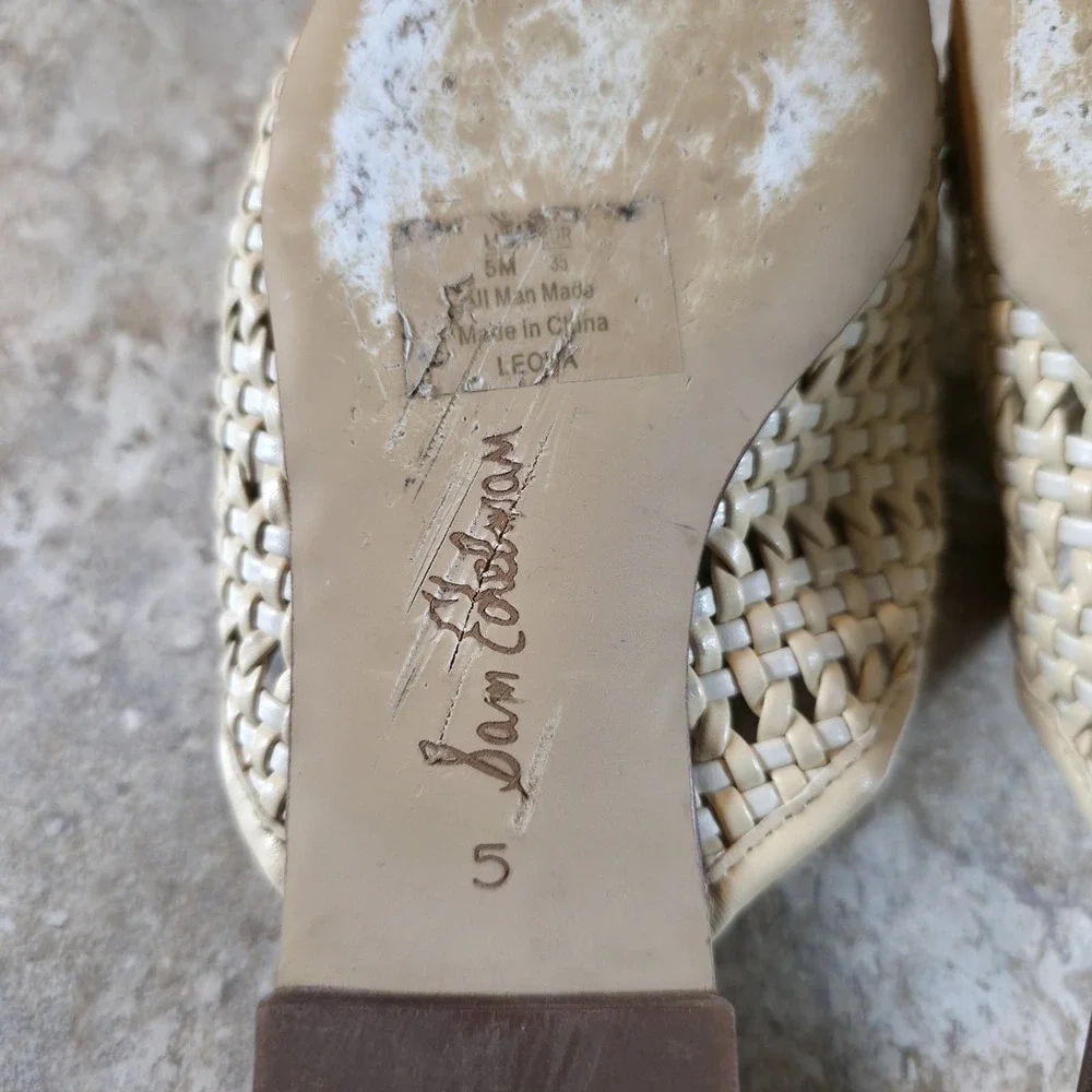 Sam Edelman Leona Mule Cream Ivory Basket Womens 5 Sandals Flats Beach Boho - Picture 7 of 7